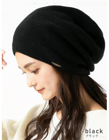 日本QUEENHEAD 簡約抗UV抗寒保暖針織耳帽 0045 黑色