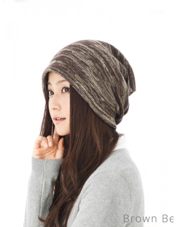 日本QUEENHEAD 抗UV抗寒保暖針織耳帽0045摩卡紋色