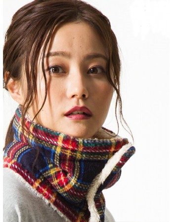  日本 QUEENHEAD 抗寒保暖脖圍圍巾100001藍紅格紋