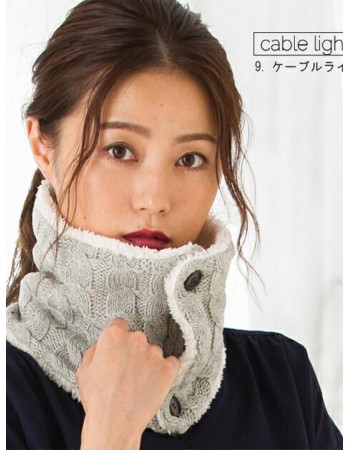 日本 QUEENHEAD 日本抗寒保暖脖圍圍巾100001灰色 