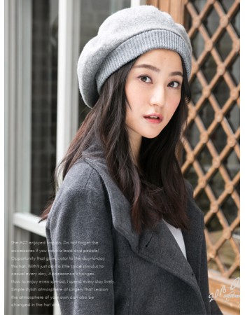 日本 QUEENHEND 羊毛優雅氣質貝雷帽 78401001 灰色