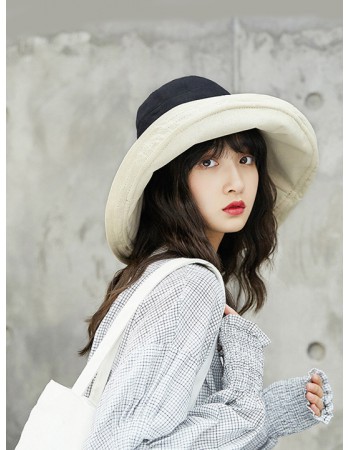 日本 BEAUTYJAPAN 抗UV可塑型雙面可戴全棉大寬檐防曬帽 BJYF0194 黑/米