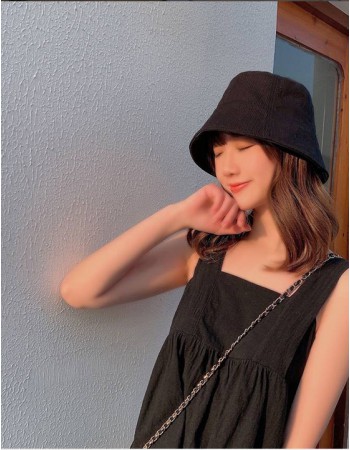 日本 BEAUTYJAPAN 天然棉質純色特殊編織防曬帽漁夫帽 BJYF 黑色