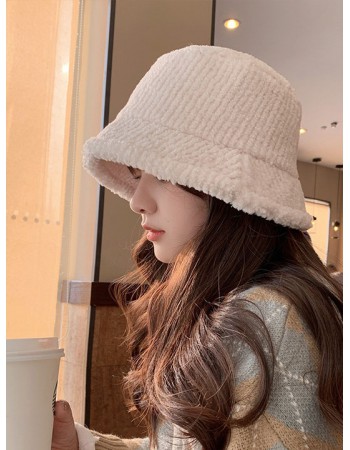 日本 BEAUTYJAPAN 羊毛絨抗寒保暖抗UV漁夫帽 BJ2111 米/黑