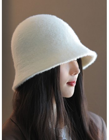 日本 BEAUTYJAPAN  毛絨保暖時尚百搭漁夫帽盆帽 BJ2126  白色