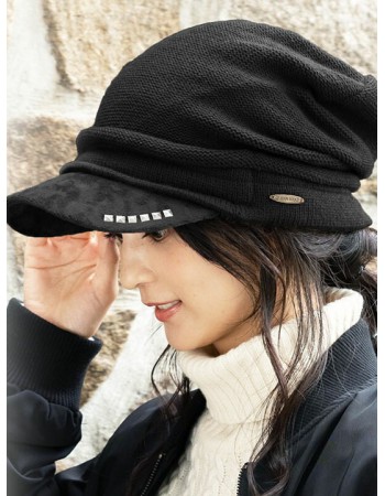 日本 QUEENHEAD 抗UV抗寒保暖針織帽0042 黑色