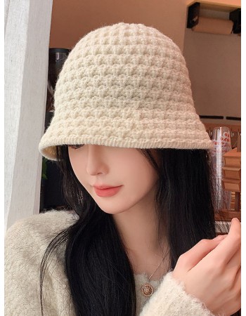 日本 BEAUTYJAPAN 保暖毛線編織護耳針織漁夫帽 BJ2130 米白色