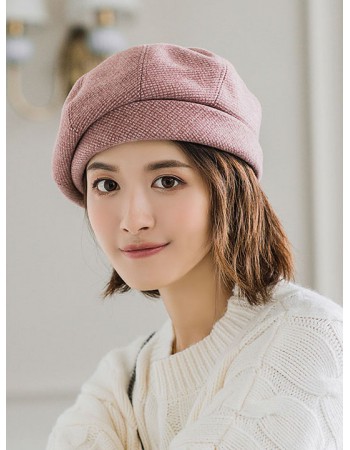 日本 BEAUTYJAPAN羊毛混紡質感千鳥格貝雷帽(2色)BJ2132