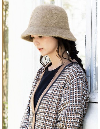 日本 QUEENHEAD 羊毛混紡防寒抗UV時尚帽9113 奶茶色