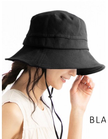 日本 QUEENHEAD 抗UV抗強風全棉素材防曬帽9104 黑色