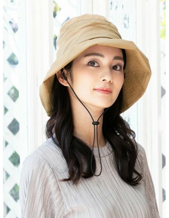 日本 QUEENHEAD 抗UV防雨防風3用時尚防曬帽9103卡其色
