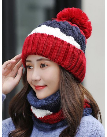 日本 BEAUTYJAPAN 抗寒保暖加厚內絨毛針織毛線帽BJ2128紅白藍配色